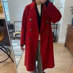 Red Wool Belted Coat